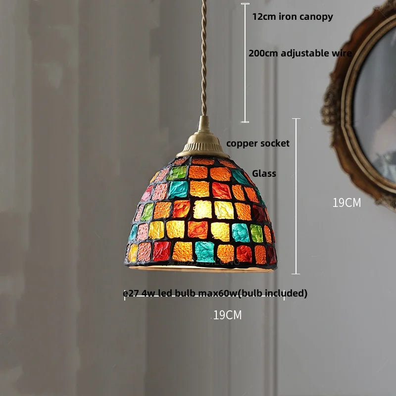 DecorBites™ Conch Glass LED Pendant Light Fixture Tiffany Children Dining Room Hang Lamp