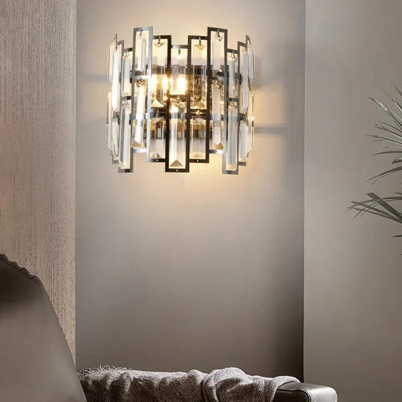 DecorBites™ Crystal LED Wall Lamp: Modern Luxury Lighting for Living Room, Bedroom, Study