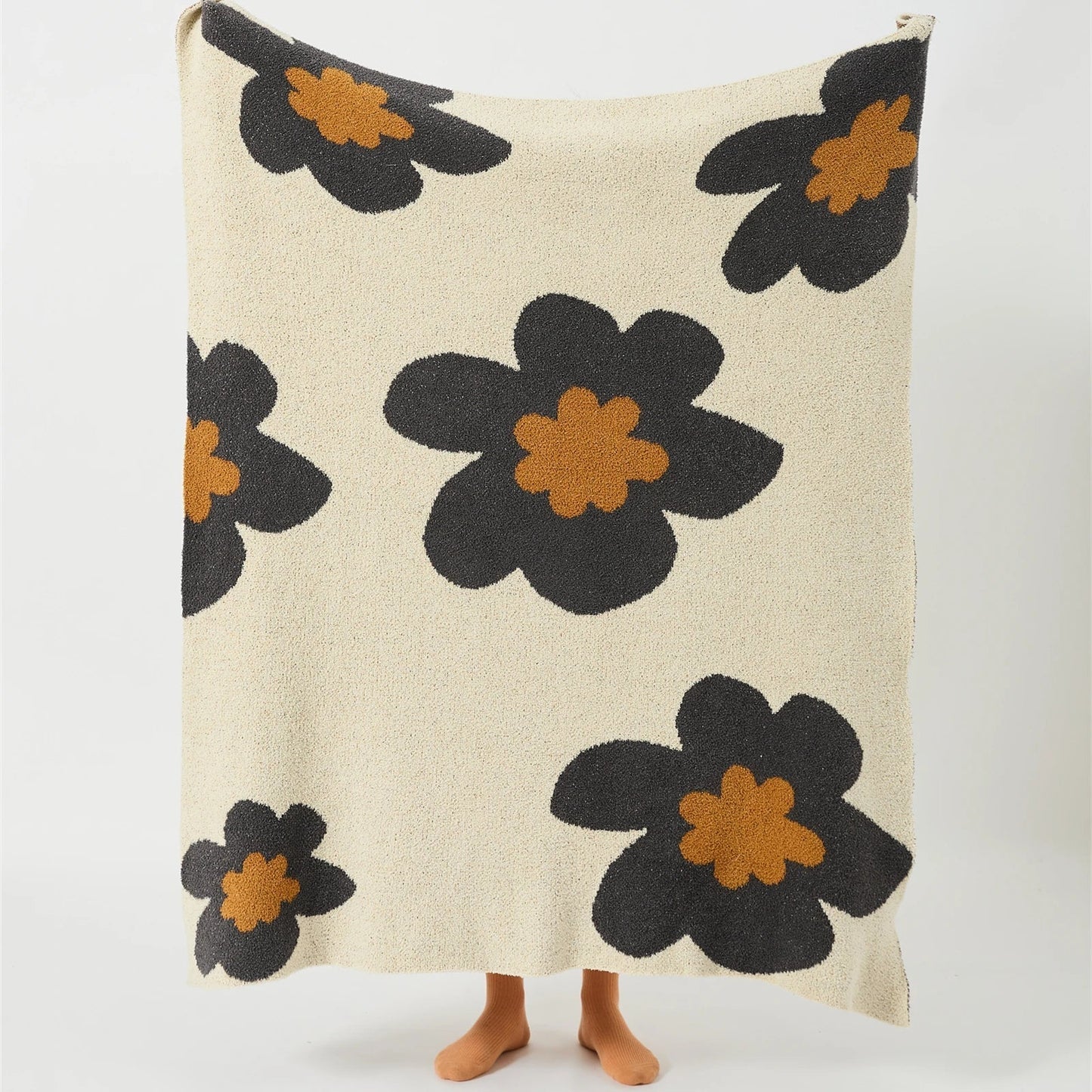 DecorBites™ Bohemian Flower Knitted Throw Blanket