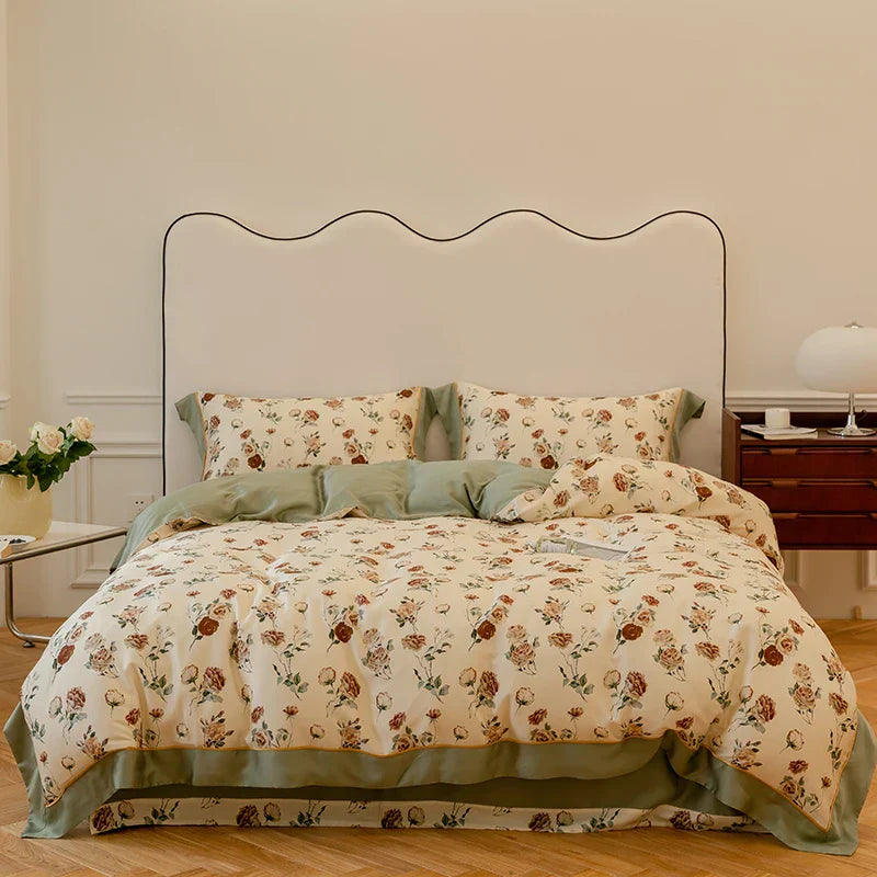 DecorBites™ Egyptian Cotton Bedding Set Queen King Ru Double, Quilt Cover Sheet Pillowcase