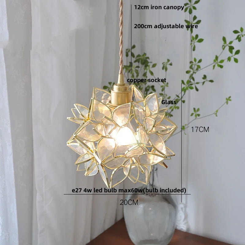 DecorBites™ Glass Flower LED Pendant Light Fixture for Modern Luxury Home Decor