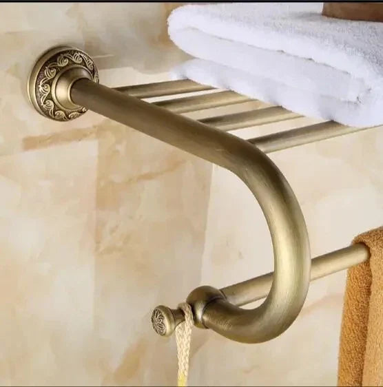 DecorBites™ Carved Antique Bronze Brass Bathroom Accessories Set with Solid Bath Hardware
