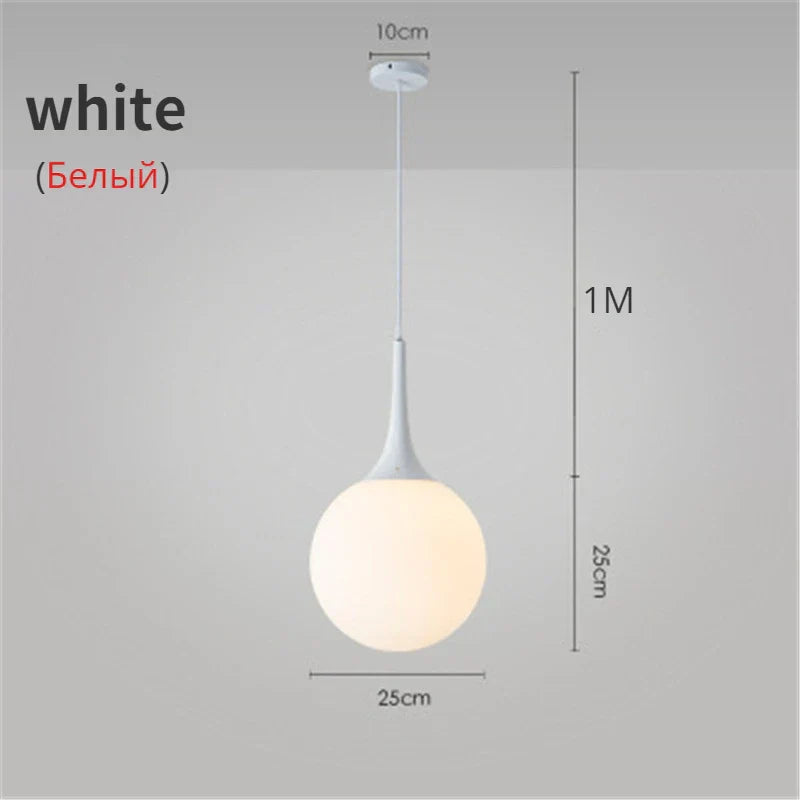DecorBites™ Glass Ball LED Pendant Lights for Modern Living Room, Black/White Horn Fixtures