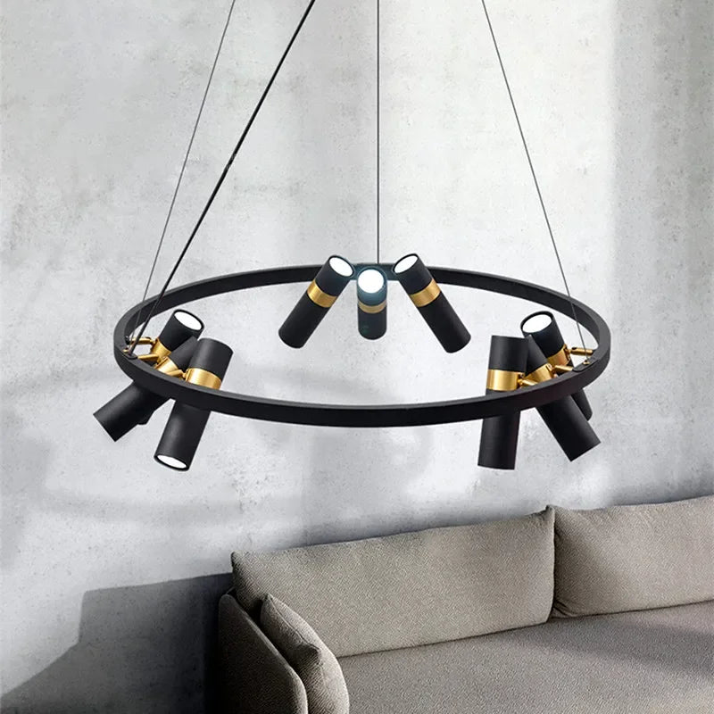 DecorBites™ Black Metal Circle LED Pendant Light for Living room, Dining, Kitchen, Bar Decor