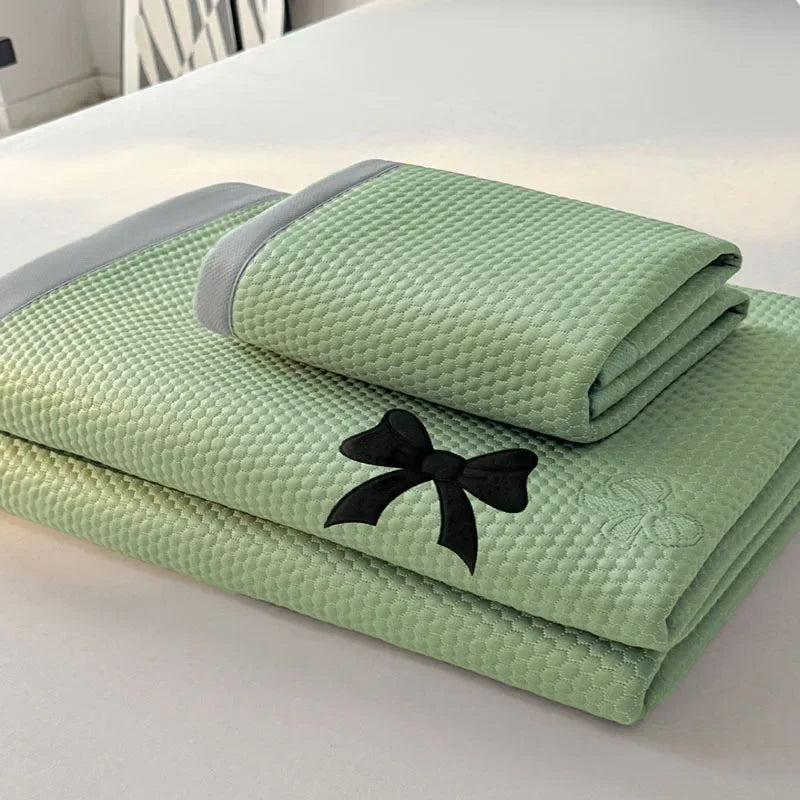 DecorBites™ Butterfly Knot Jacquard Ice Bean Cool Mat 2Pcs Set - Soft, Breathable Summer Cushion