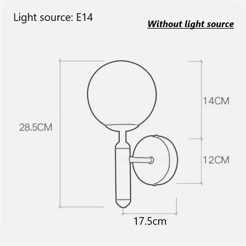 DecorBites™ Glass Ball Wall Lamp: Modern Metal Wall Lights for Home Living Room Bedroom Decoration