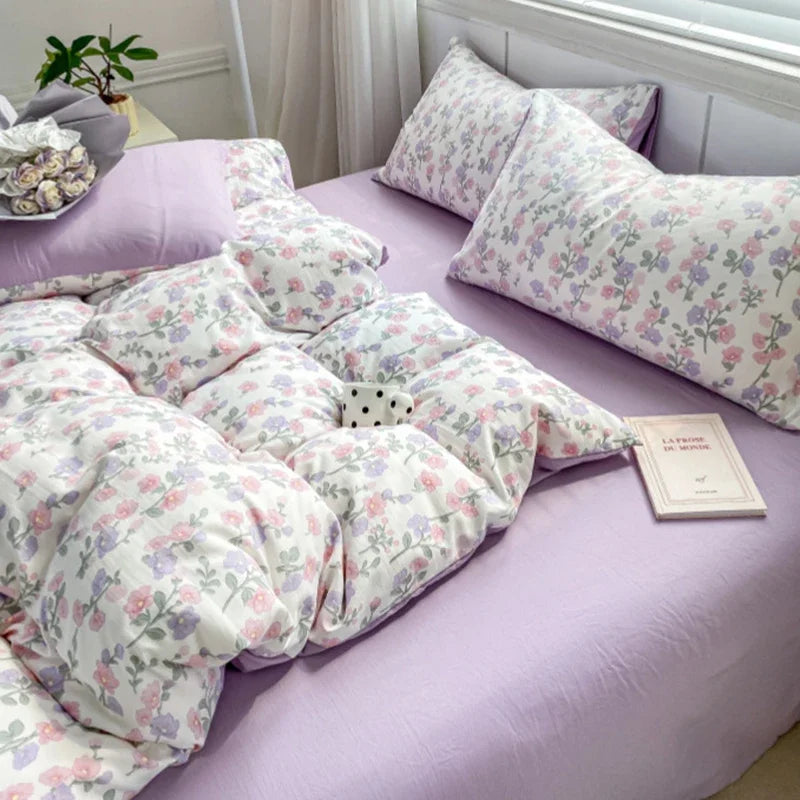 DecorBites™ Cozy Pattern Printed 4Pcs Single Bedding Set - Soft Cotton Fabric