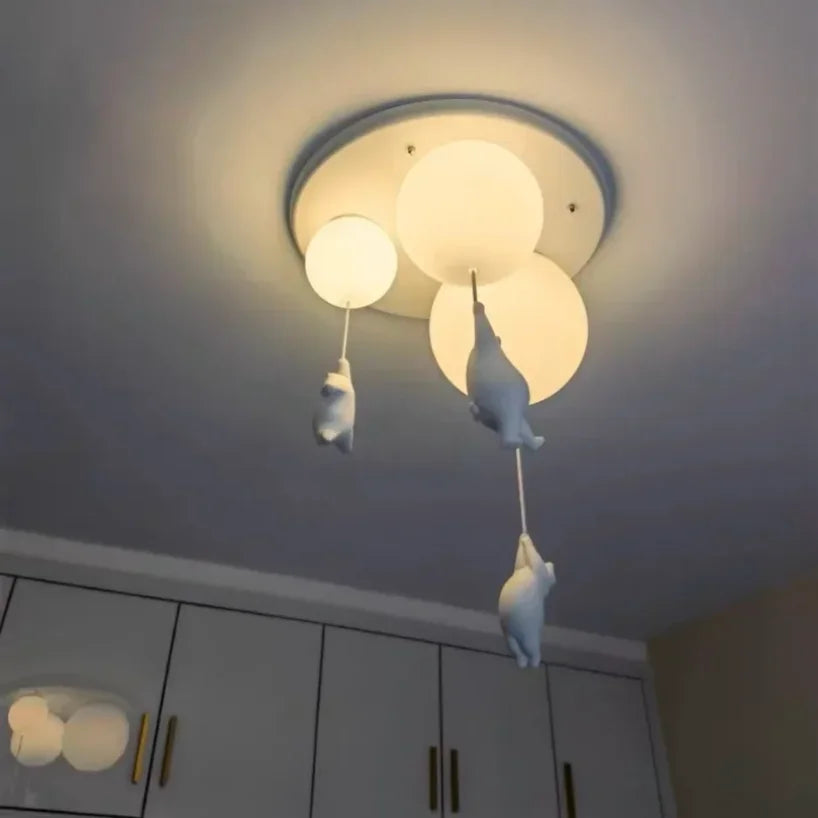 DecorBites™ Bear Pendant Light: Kids Bedroom Chandelier LED Balloon Ceiling Lamp
