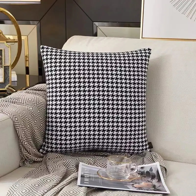 DecorBites™ Houndstooth Plaid Pillow Cover - Nordic Style for Home, Bedroom, Sofa deco