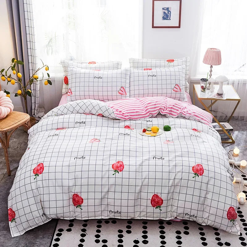 DecorBites™ Cartoon Print Bedding Set - Queen/King Size Duvet Cover, Sheets, Pillowcases