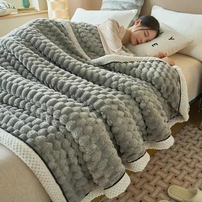 DecorBites™ Cozy Flannel Fleece Blanket for Warm Autumn Winter Sleep