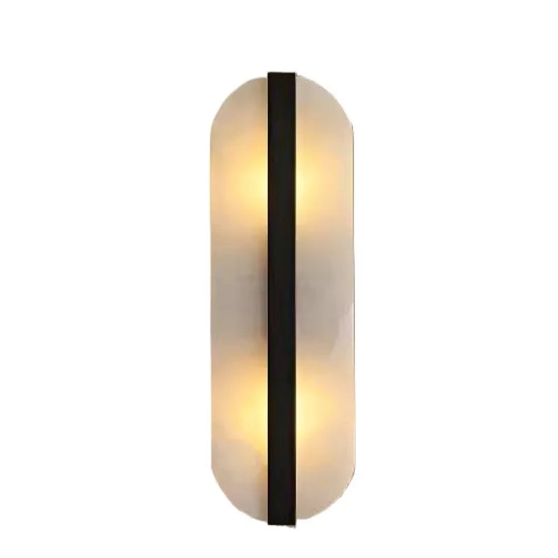 DecorBites™ Alabaster Moon Oval Marble Wall Lamp, Gold/Copper LED Sconce for Modern Indoor Decor