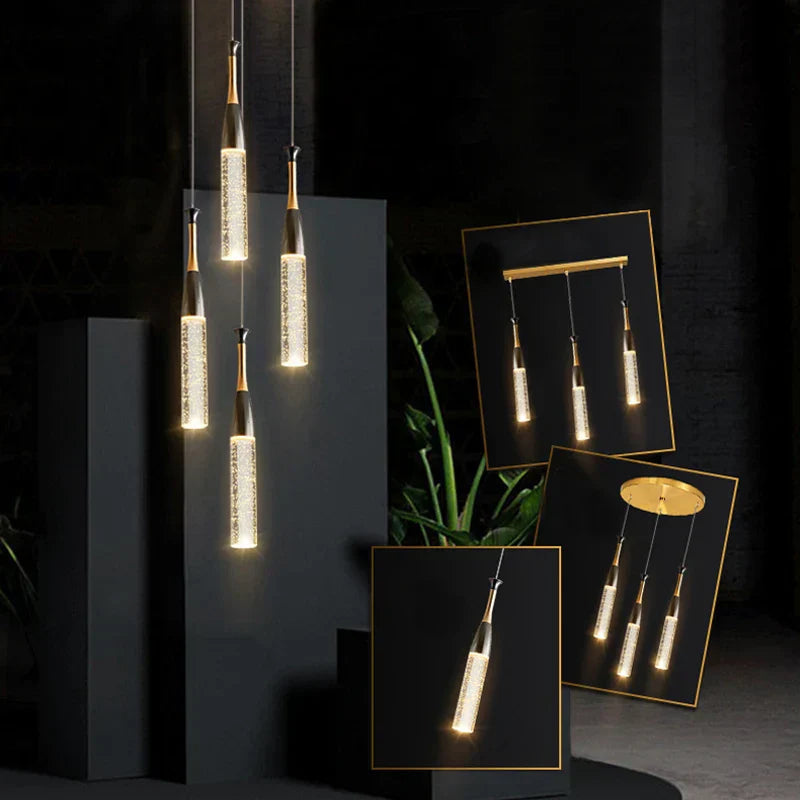 DecorBites™ Crystal Chandelier: Modern Luxury Spiral Staircase Living Room & Bedroom Lighting
