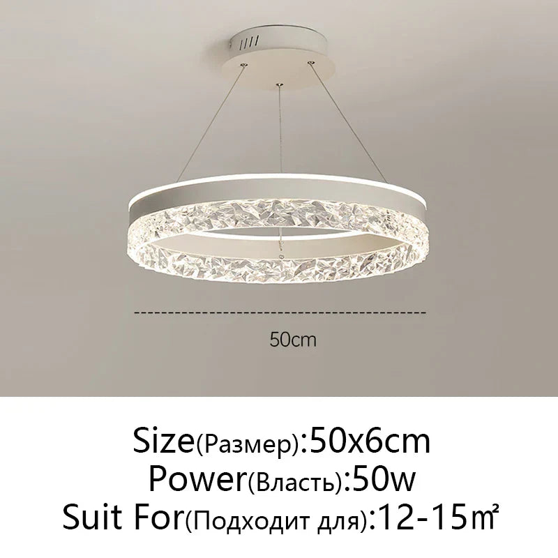 DecorBites™ Crystal Rings LED Chandelier Black&White Frame