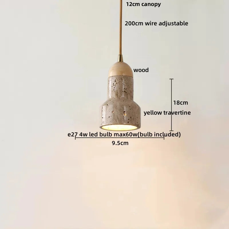 DecorBites™ LED Hanging Light Fixture Yellow Travertine Nordic Wire Adjustable Pendant Lamp