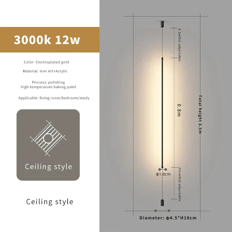 DecorBites™ Bedside Pendant Light Straight Strip Floor Ceiling Decorative Wall Lights