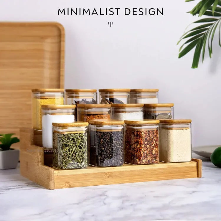 DecorBites™ Glass Jar with Bamboo Lid - Food Storage Container for Tea, Coffee, and More