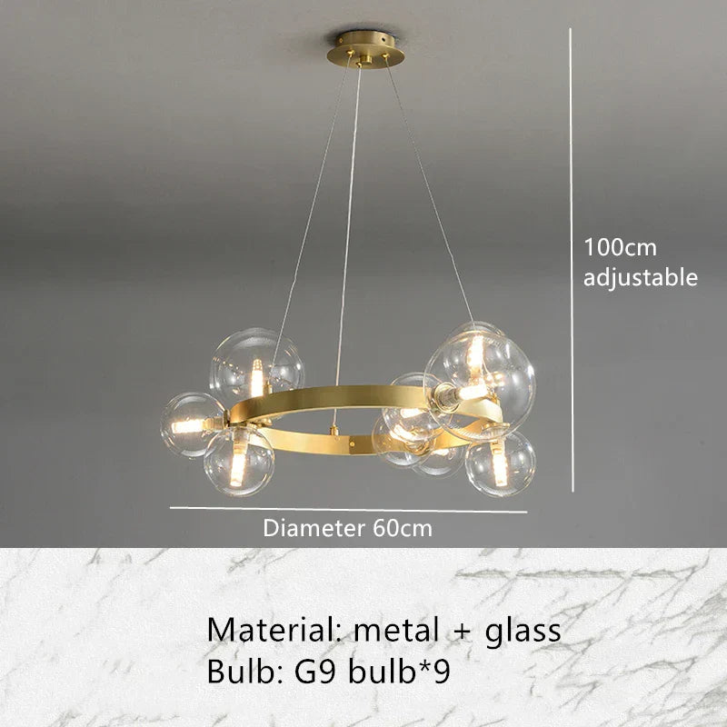 DecorBites™ Bubble Ball LED Pendant Light Fixture for Hall, Dining Room, Bedroom - Height Adjustable
