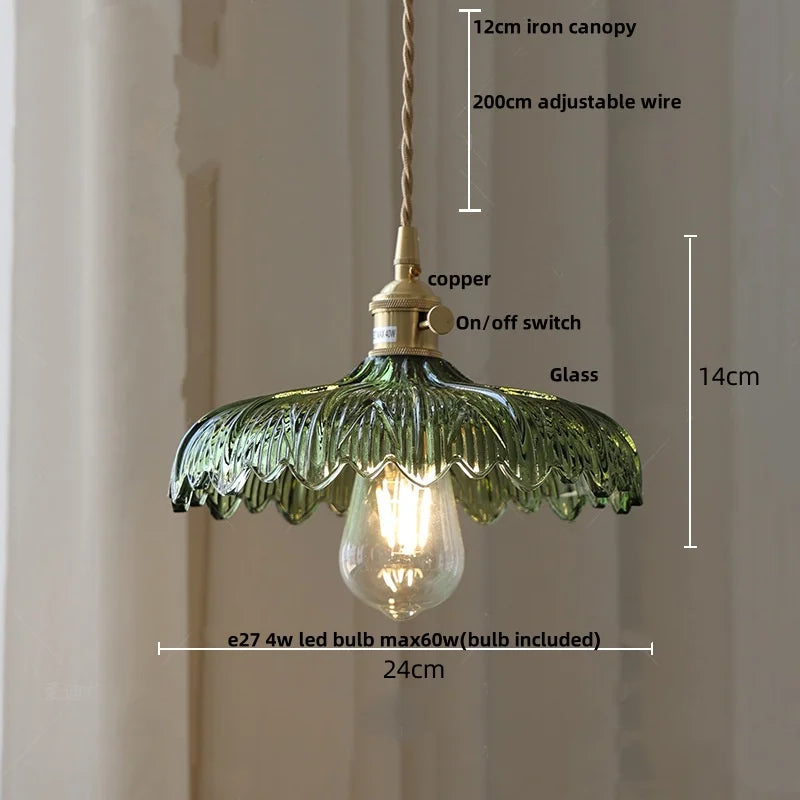 DecorBites™ Glass LED Pendant Lamp with Wood Handle - Modern Nordic Hanging Light