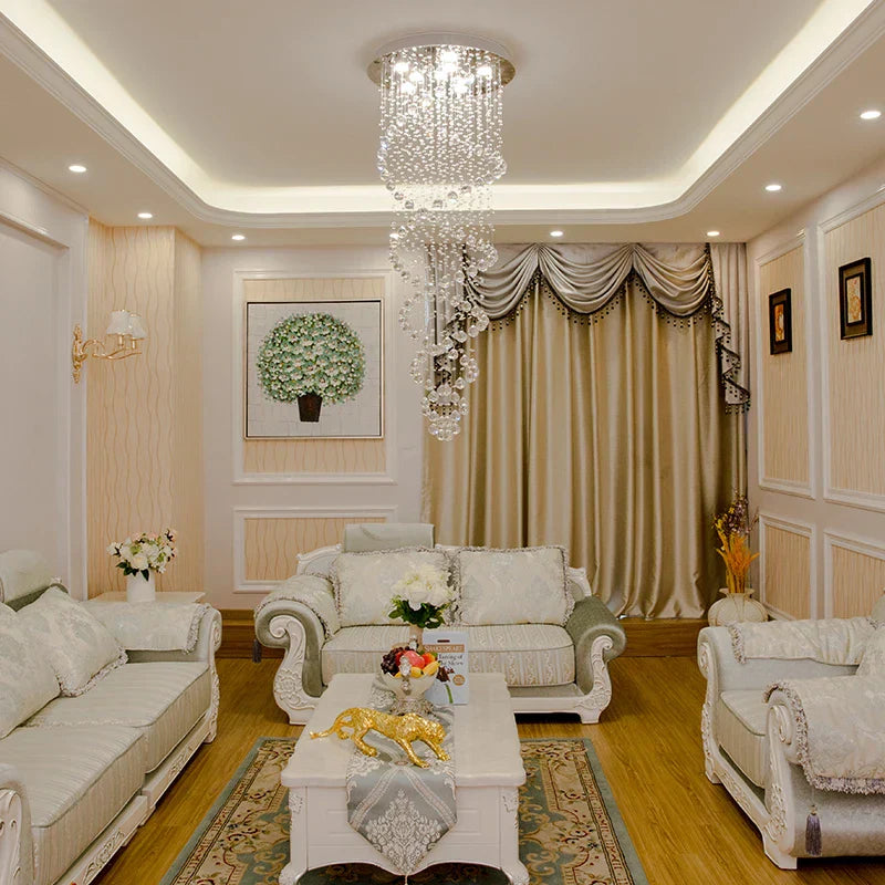 DecorBites™ Crystal LED Chandelier for Modern Luxury Staircase, Bedroom, and Hotel Lighting