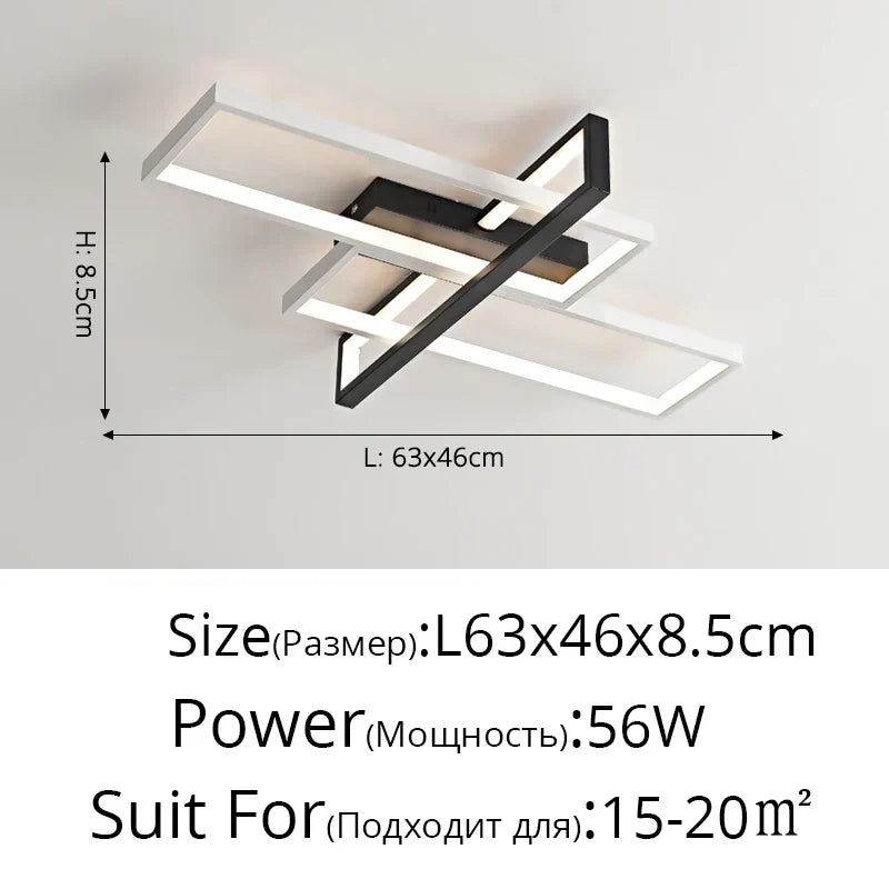 DecorBites™ LED Rectangular Chandelier Art Ceiling Light for Living Room Bedroom