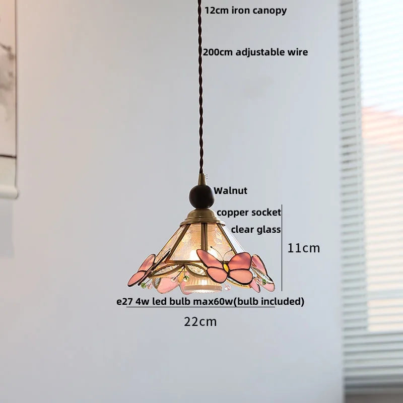 DecorBites™ LED Glass & Wood Pendant Light for Aisle, Coffee Living Room - Japanese Style