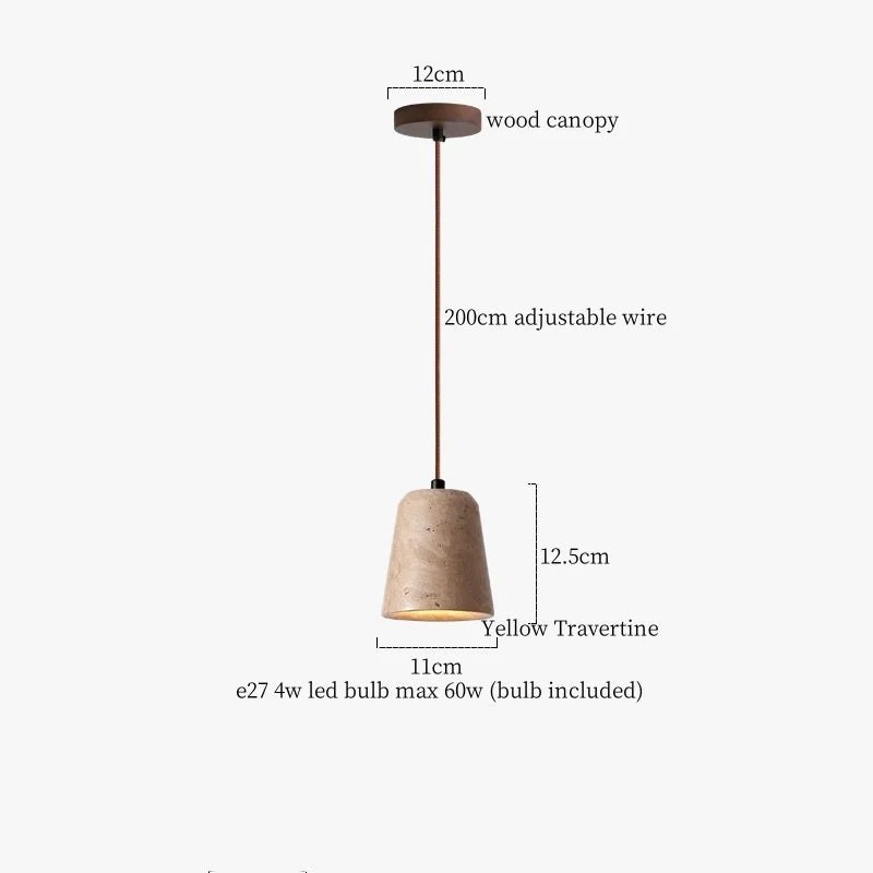 DecorBites™ LED Pendant Lamp Yellow Travertine Wood Nordic Minimalism Hanging Light