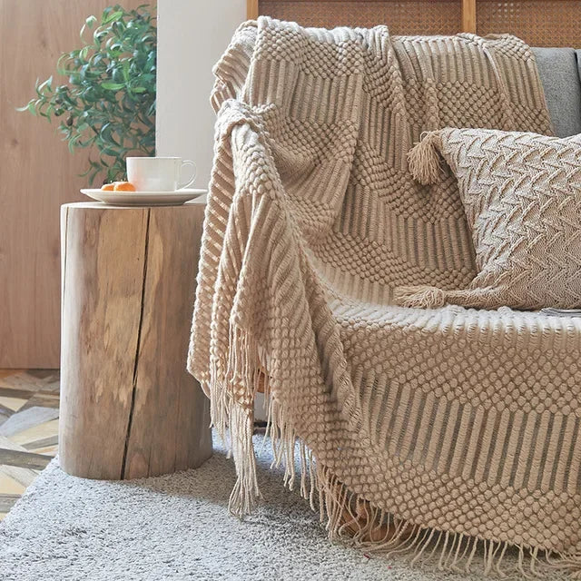 DecorBites™ Knitted Pineapple Grid Throw Blanket - Nordic Sofa Blanket for Home Decor
