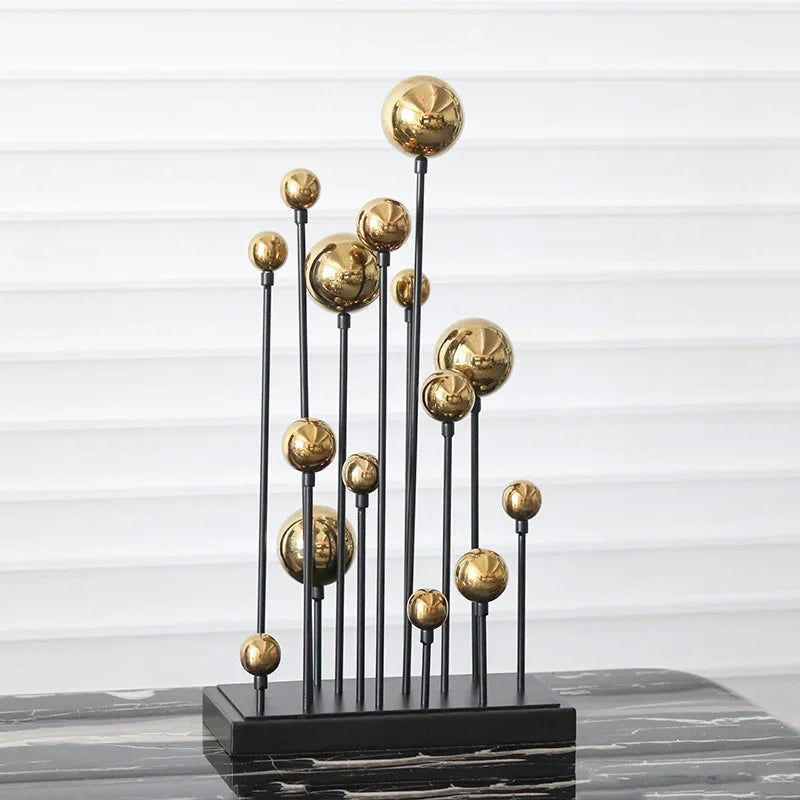 DecorBites™ Geometric Golden Ball Ornaments - Abstract Metal Decorations