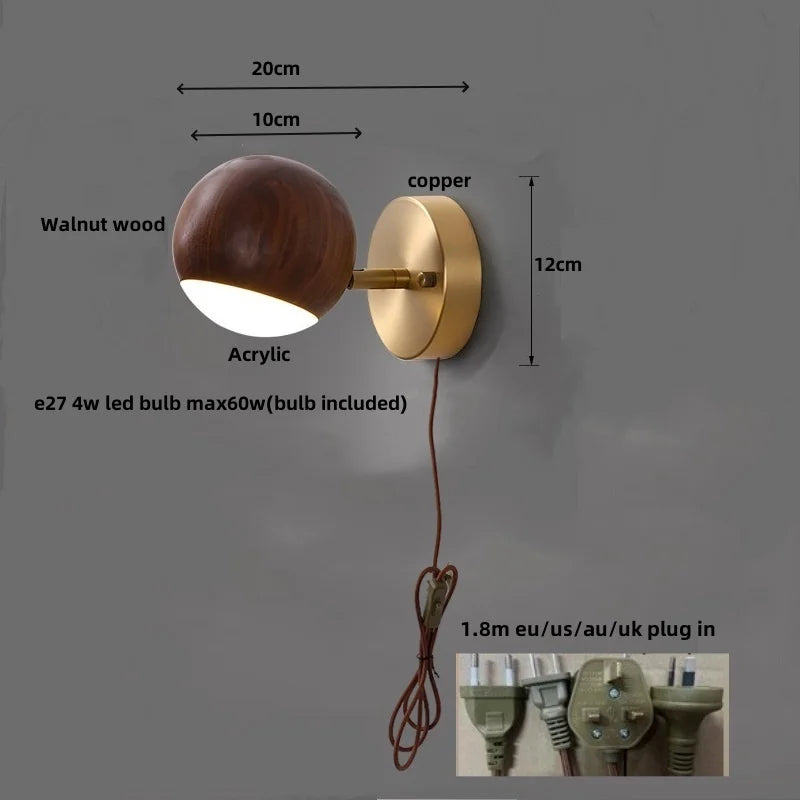 DecorBites™ LED Wood Base Wall Sconce Modern Art Light Fixture for Living Room & Bathroom
