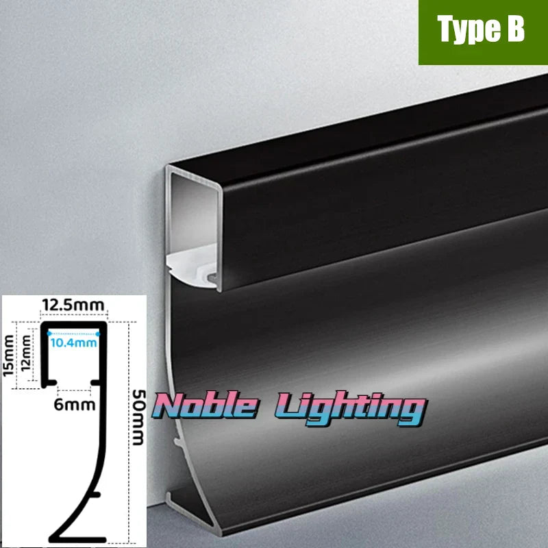 DecorBites™ 5cm LED Aluminium Profile Baseboard for Surface Mounted Linear Lighting