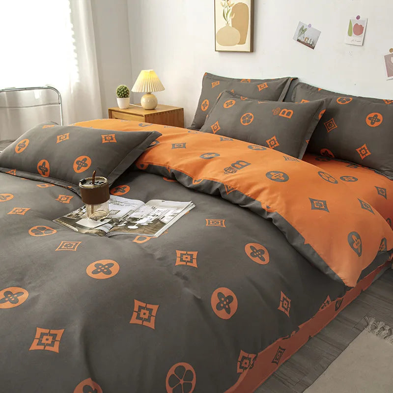 DecorBites™ Lattice Plant Geometric Pattern Bedding Set with Sheet Pillows