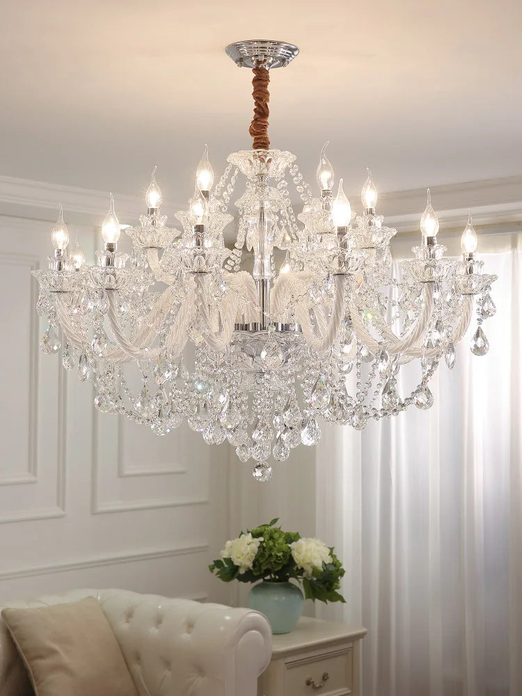 DecorBites™ Crystal Chandelier LED Candle K9 Crystal Lamp for Living Dining Bedroom Shop