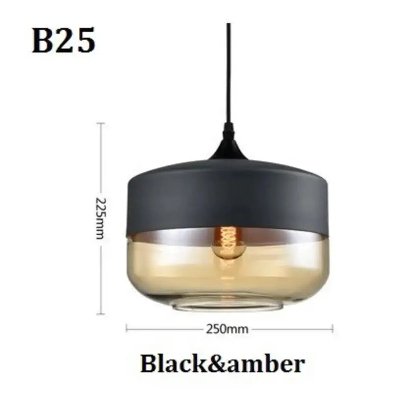 DecorBites™ Black Glass Pendant Light Fixture for Modern Indoor Decor and Dining Room