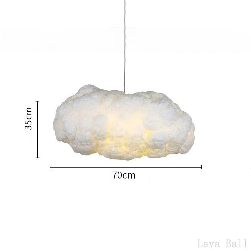 DecorBites™ Cloud Chandelier: Silk Cotton LED Suspension Nursery School Hanging Lamp