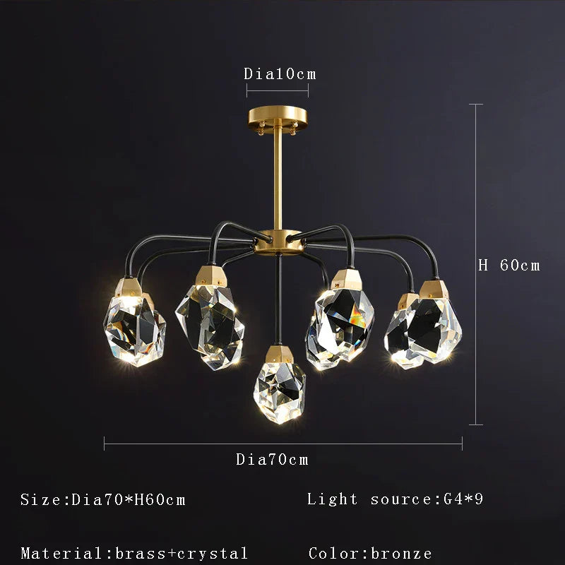 DecorBites™ Crystal Chandelier Ceiling Light Modern Design for Living Room Dining Area