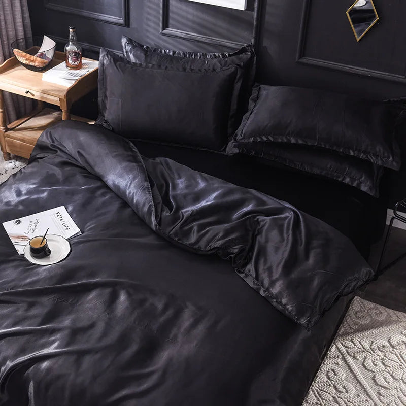 DecorBites™ Ice Rayon Satin Bedding Set: Cooling, Soft, Summer Comfort for Twin-Double Bed