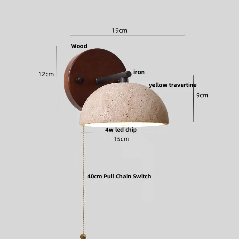 DecorBites™ Canopy LED Wall Light Yellow Travertine Modern Iron Bedside Lamp