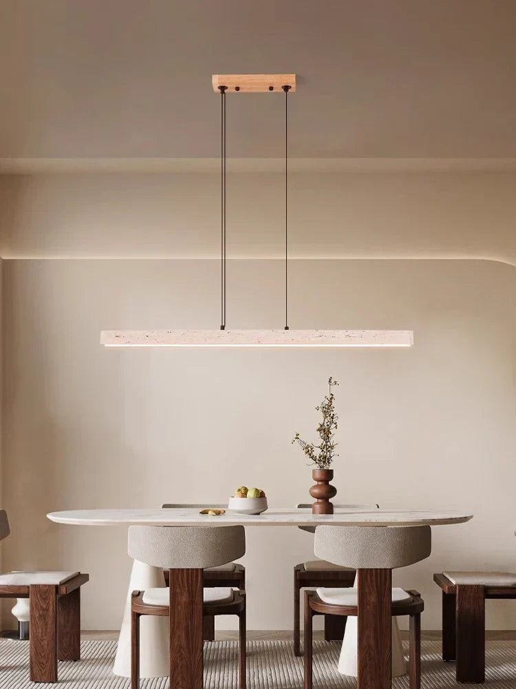 DecorBites™ LED Natural Stone Round Linear Chandelier - Dimmable, Ceiling Hanging Lamps