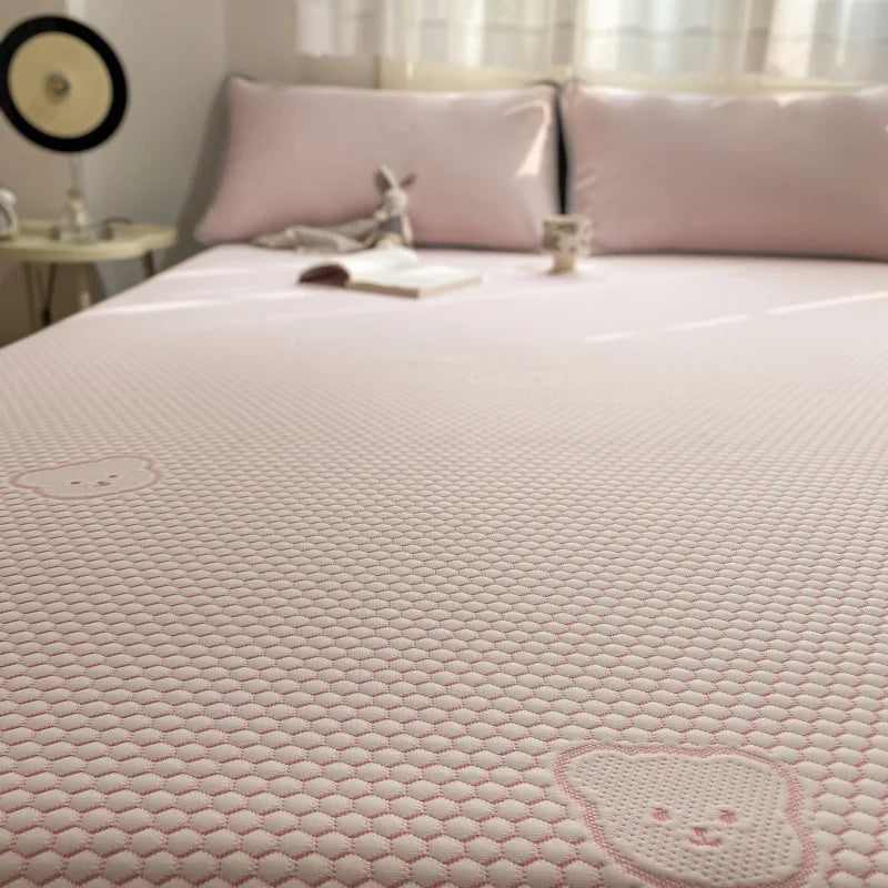 DecorBites™ Cooling Ice Bean Sheet Set: Breathable Rayon Mat & Pillowcases for Summer Bed