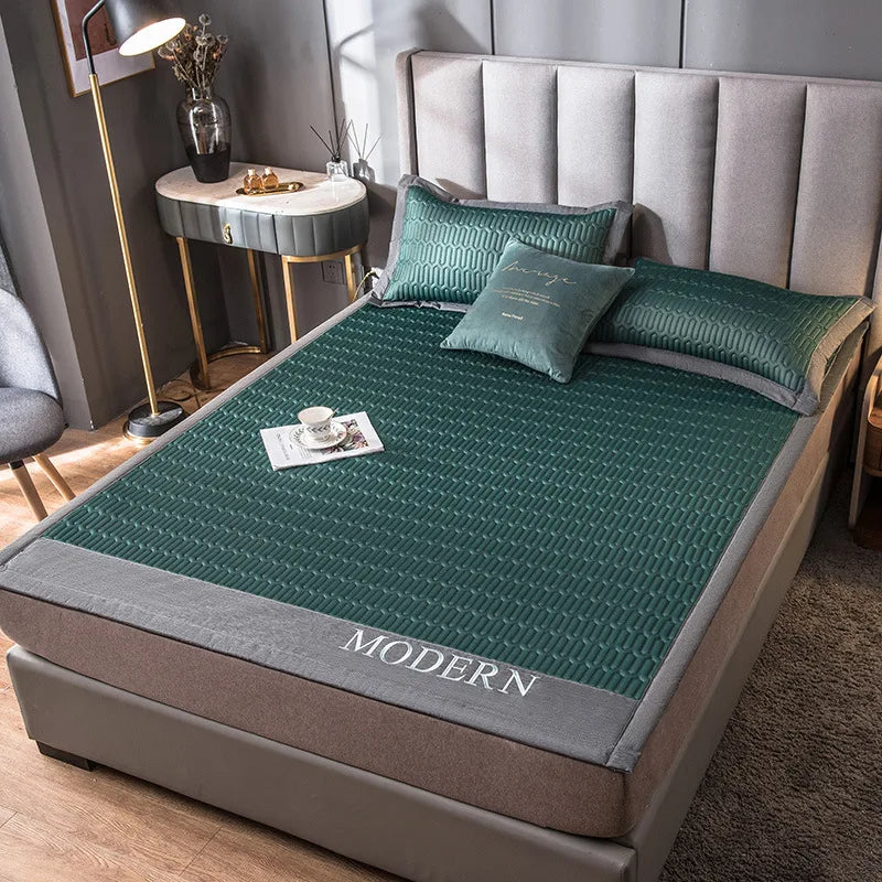 DecorBites™ Cooling Latex Bed Mat | Summer Cool Feel | Thicker & Foldable Queen Mat