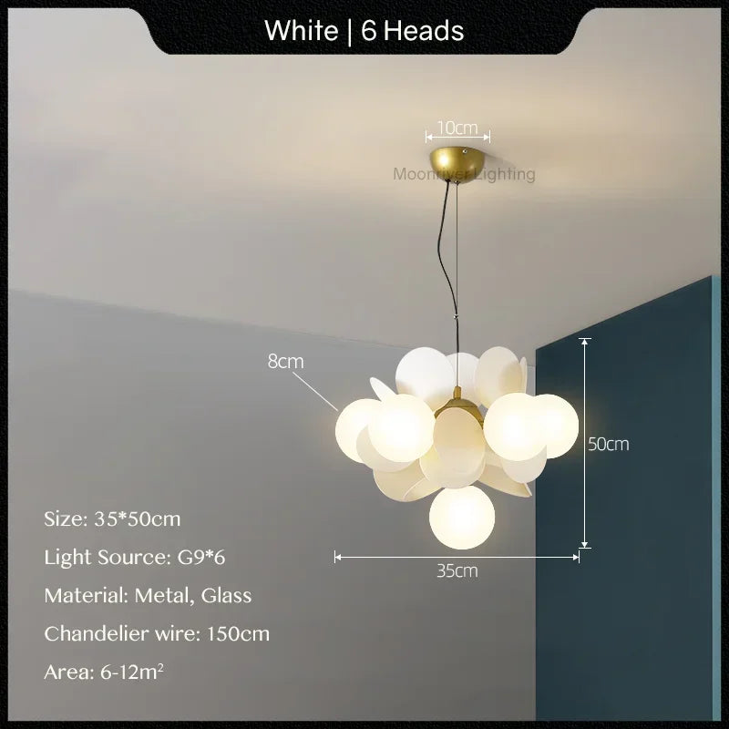 DecorBites™ Glass Hanging Ceiling Lamp for Kids Room, Living Room, Bedroom - Modern Chandelier & Home Decor