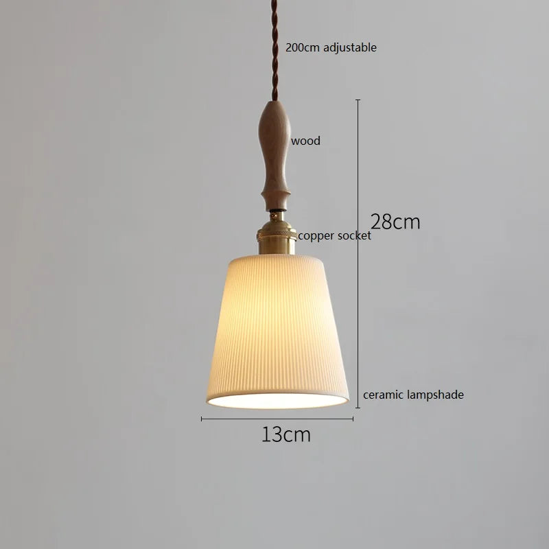 DecorBites™ Ceramic LED Pendant Light: 30CM, Home Decor, Bedroom, Living Room, Dinning, Wood & Copper Socket