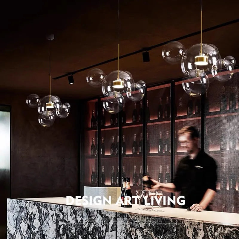 DecorBites™ Glass Bubble LED Chandelier for Kids Kitchen Dining Office Lighting