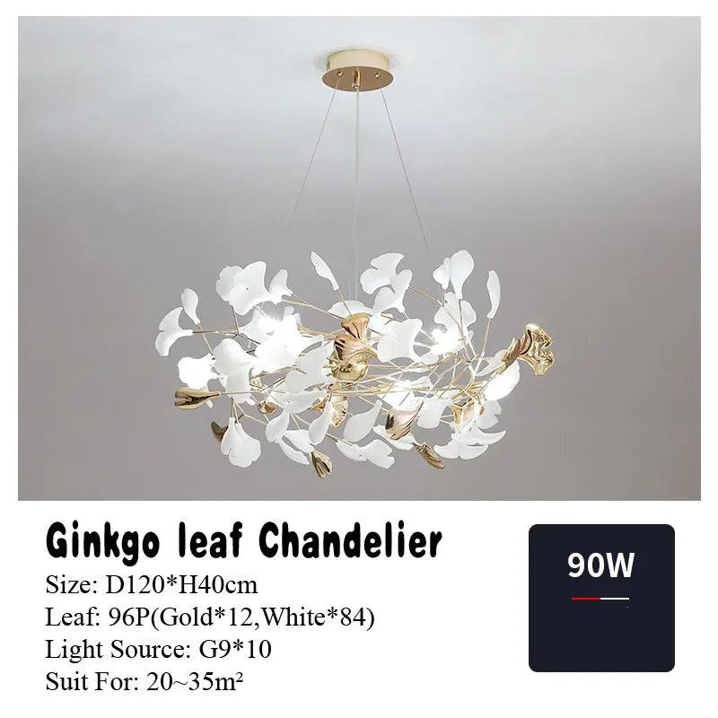 DecorBites™ Ginkgo Leaf Pendant Chandelier for Nordic Romantic Living Room Decor