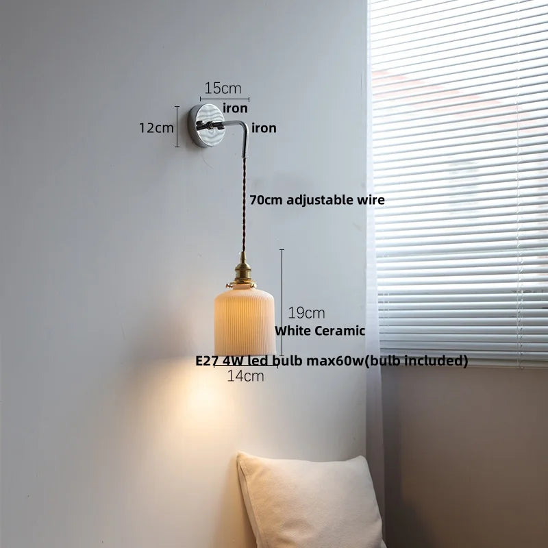 DecorBites™ Ceramic LED Wall Sconce, Modern Nordic Style, Adjustable Wire, White Stair Light