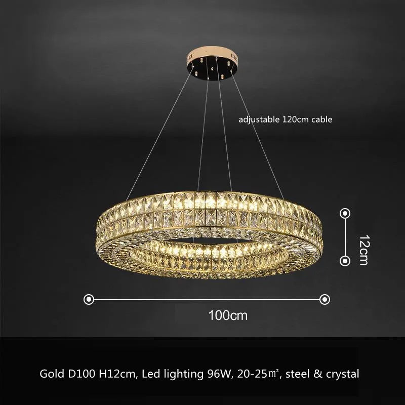 DecorBites™ Crystal LED Pendant Light: Luxury Steel Hanging Lamp for Modern Foyer, Dining Room