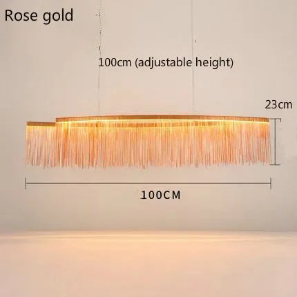 DecorBites™ Gold Chain Chandelier Pendant Light w/ Remote, Modern Tassel Design for Kitchen & Living Room