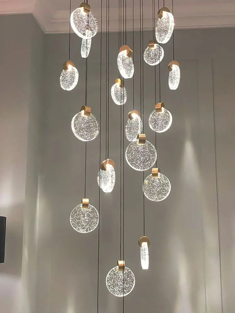 DecorBites™ Crystal Chandelier Pendant Light for Luxury Staircase