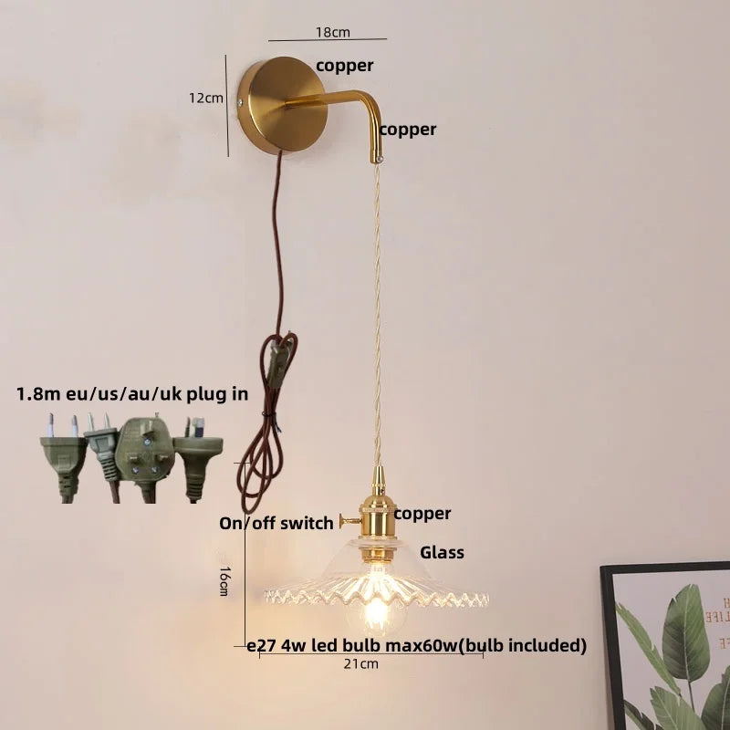 DecorBites™ LED Wall Lights Bar Bedroom Study Clear Glass Bedside Lamp Modern Stair Light Fixtures